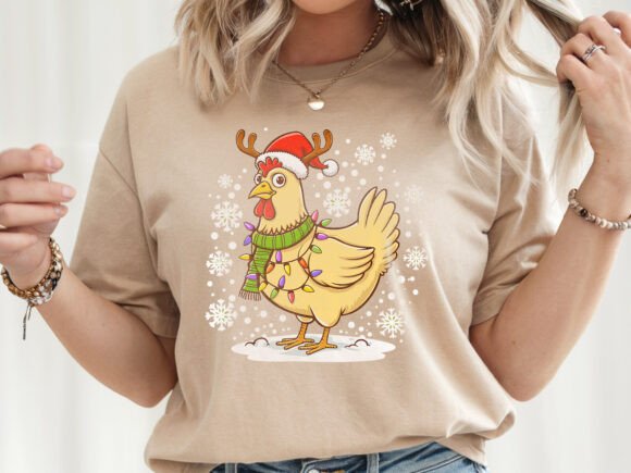 Christmas Hen Chicken Santa Hat Farmer Graphics