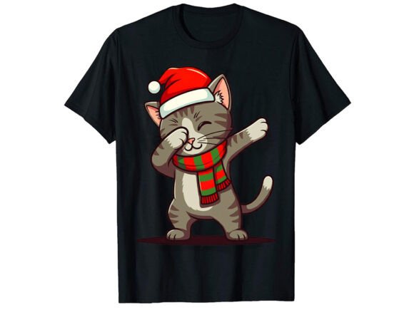Dabbing Cat Santa Graphics for T-Shirt Designs