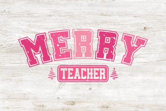 Pink Merry Teacher Christmas Teacher PNG Graphics