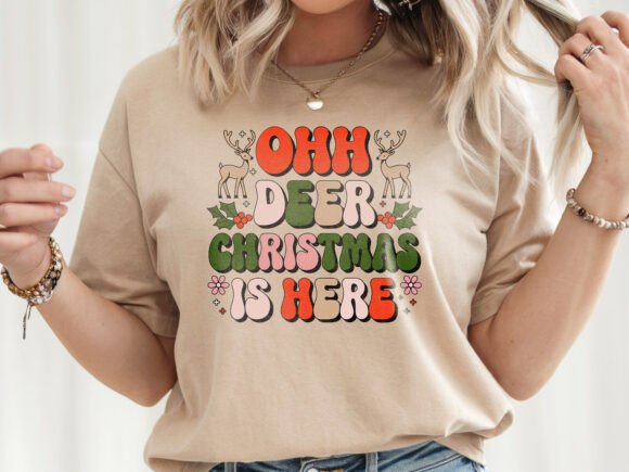 Retro Ohh Deer Christmas is Here: Graphics & T-Shirt Designs